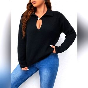 Plus Cut Out Raglan Sleeve Sweater